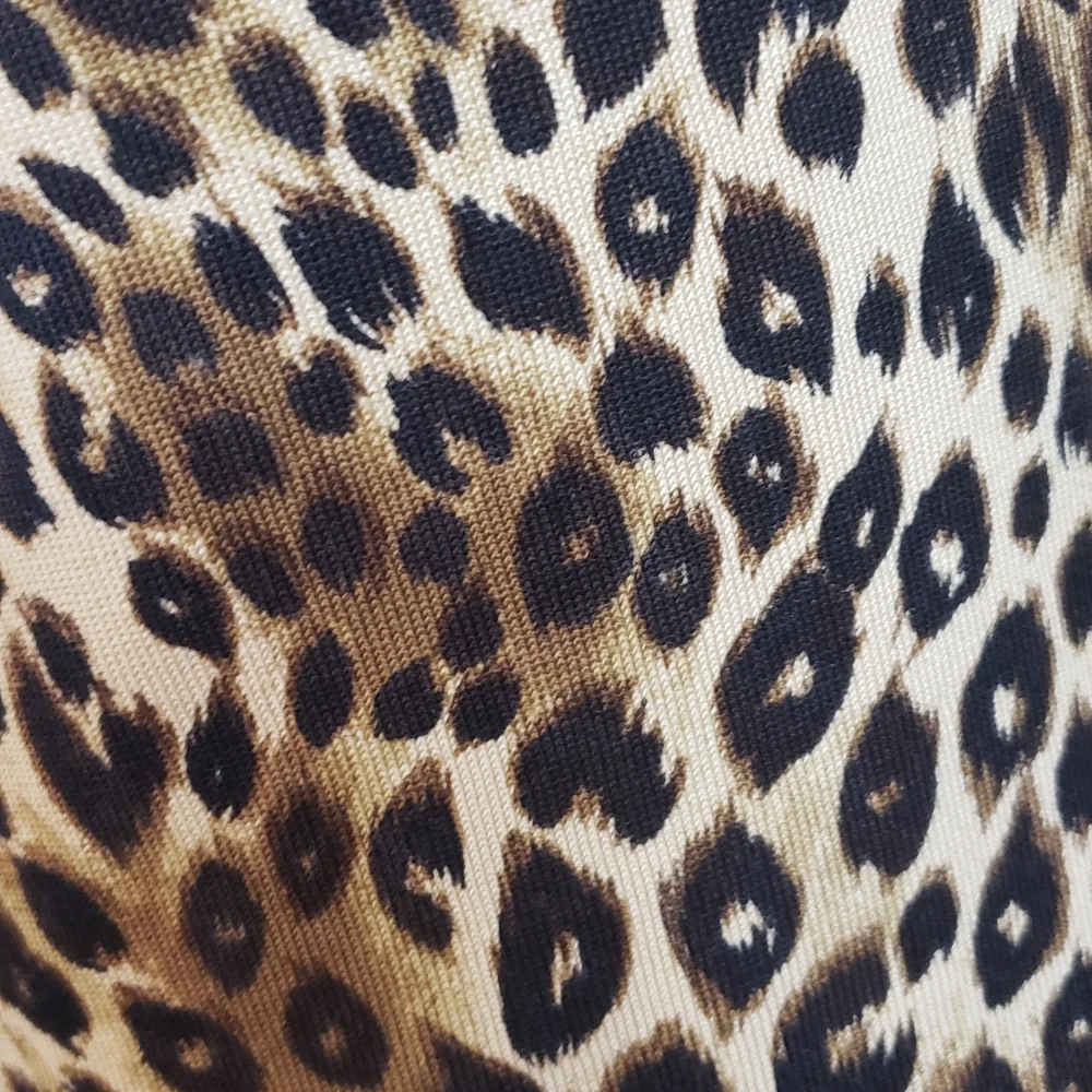 Silk Blend Womens Medium Knit Top Leopard Animal Print 3/4 Sleeve Lace Up Detail - Picture 6 of 7